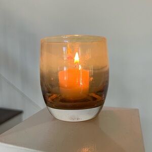GLASSYBABY Gold Amber Glass Votive Candle Holder